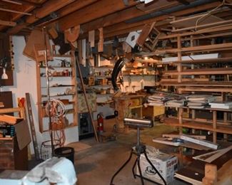 Wood Working Shop, Tools, Wood, Table and So Much More!