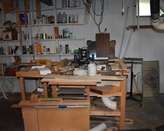Wood Working Shop, Tools, Wood, Table and So Much More!