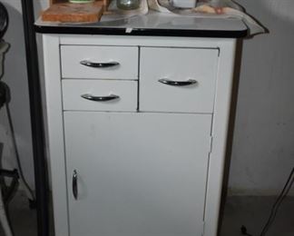 Vintage Mid Century Enamel Porcelain White Kitchen Cabinet Cupboard