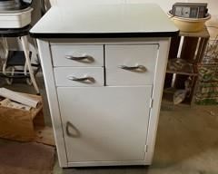 Vintage Mid Century Enamel Porcelain White Cabinet 