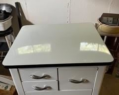 Vintage Mid Century Enamel Porcelain White Cabinet 