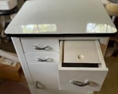 Vintage Mid Century Enamel Porcelain White Cabinet 