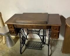 Antique Singer Treadle Sewing Machine Cabinet Table, Cast Iron