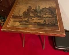 Vintage Wood Painted Folding Bridge Table