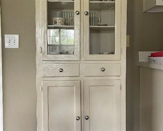 Vintage wood and glass cupboard