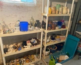 Collection of donkey planters, Various creamers and pots