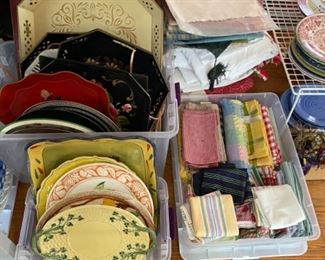 Napkins and linens and serving dishes