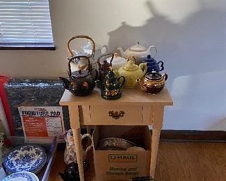 Unfinished and tables and tea pots