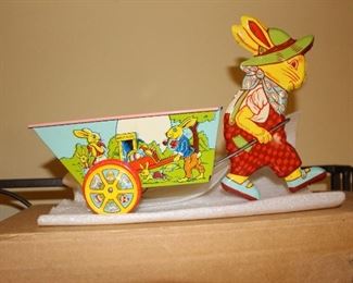 Tin litho by Chein Easter bunny and cart - near mint condition