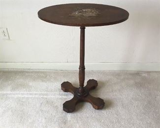 Antique Wooden Tall Oval End Table