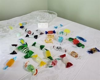 Murano Glass Candy in a Glass Dish