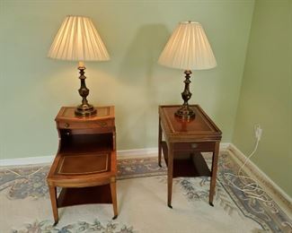 Pair of Leather Top End Tables