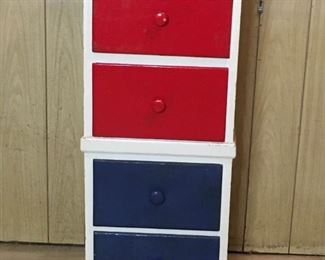 Red, White and Blue Storage Drawers