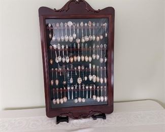 Vintage Spoon Collection with Display Cabinet