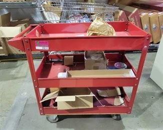 Red Metal Rolling Cart