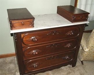 Walnut Marble Top Dresser