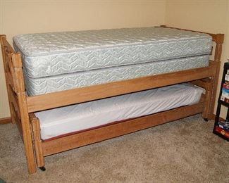 Oak Trundle Bed Set with NEW Matresses
