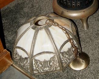 Nice Slag Glass Lamp Shade Table or Hanging