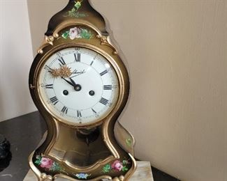 $60.00, Schmidt painted on wood mantle clock 16",