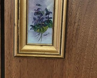 $8.00, Miniature violet painting