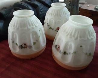 Antique light fixtures and glass shades 