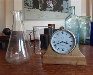 Rare car clock 2 day, Pyrex vintage Glass 