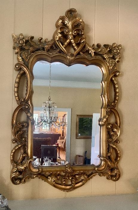 #1308B  - 29” x 47” Gold framed mirror $250 owner minimum 
