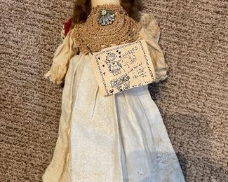 #1177G - Tattered and Torn handmade doll by Linda Worley - $8