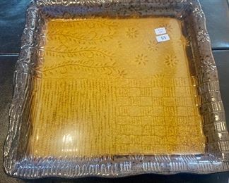 #1245  10” sq serving/ decorative ceramic tray $5