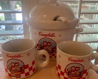 #1252C. Campbell’s Soup tureen and 2 mugs $8