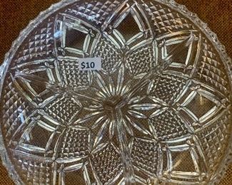 #1257B  divided crystal dish $10