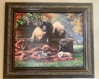 #1247G.  Framed puppies 19” x 23” $12