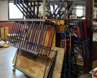 Scaffolding Including Cross Braces, 6' Wide, Hand Rail, Walk Board, Rolling Legs And More, Cart Included