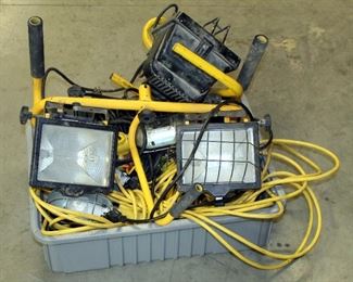 Electric Drop Light Assortment, Qty 6, And Halogen Shop Lights, Qty 3