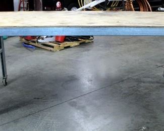 Custom Built Metal Framed Rolling Shop Table, 40" x 92" x 48"