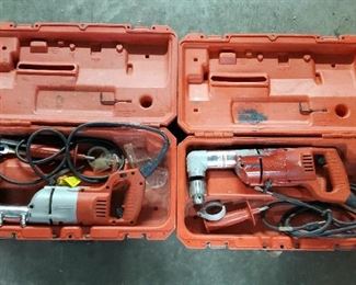 Milwaulkee Heavy Duty 1/2" Right Angle Drill, Qty 2, Model #1107-1, In Carrying Cases