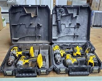 DeWalt 20V Cordless 1/2 Inch Hammer Drill, Model DCD996, Qty 2, And 1/4 Inch Impact Driver, Model DCF887, Qty 2, Batteries, Charger, And Carrying Case