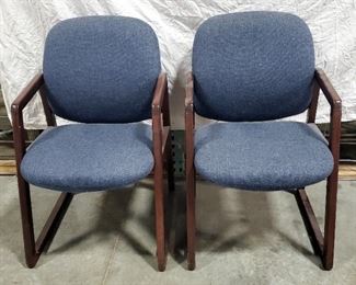 Wood Framed Upholstered Reception Chairs, Qty 2
