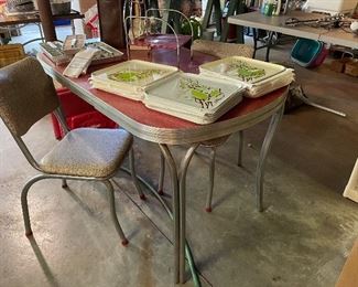 Vintage formica topped table and 2 chairs