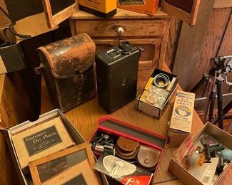 Antique camera and dark room equipment