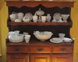 China Hutch.. Milk Glass....Oil Lamps...