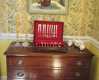 Lane Cedar Chest, Silver Plate Flatware...