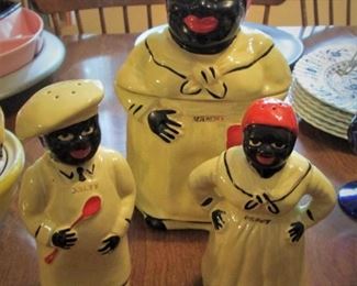 Black Americana Cookie Jar & Salt & Pepper Shakers