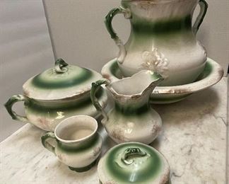 #1 - NOW $75 was $150  La belle American Victorian porcelain wash set • Six pieces		