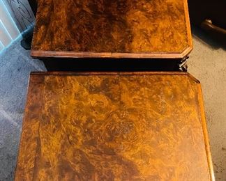 #12 - $700 • Unusual American early American burlwood 4 drawer night chests • a little loss on two drawers of veneer can be redone • 32high 17wide 21deep