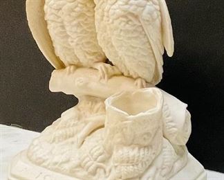 # 22- NOW $45 was $90 • Ridgeway England  bisque owl sculpture • “Matchmaking