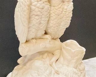 # 22- NOW $45 was $90 • Ridgeway England  bisque owl sculpture • “Matchmaking