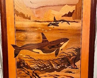 #35 -NOW 47.50 was  $95 • Orcas wood carving inlay • 34 x 29”
