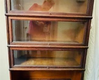 #37 - $200 • Macey American Victorian golden oak attorney bookcase  • no93  • 60high 34wide 12deep • one glass missing 