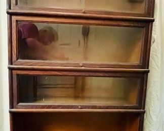 #37 - $200 • Macey American Victorian golden oak attorney bookcase  • no93  • 60high 34wide 12deep • one glass missing